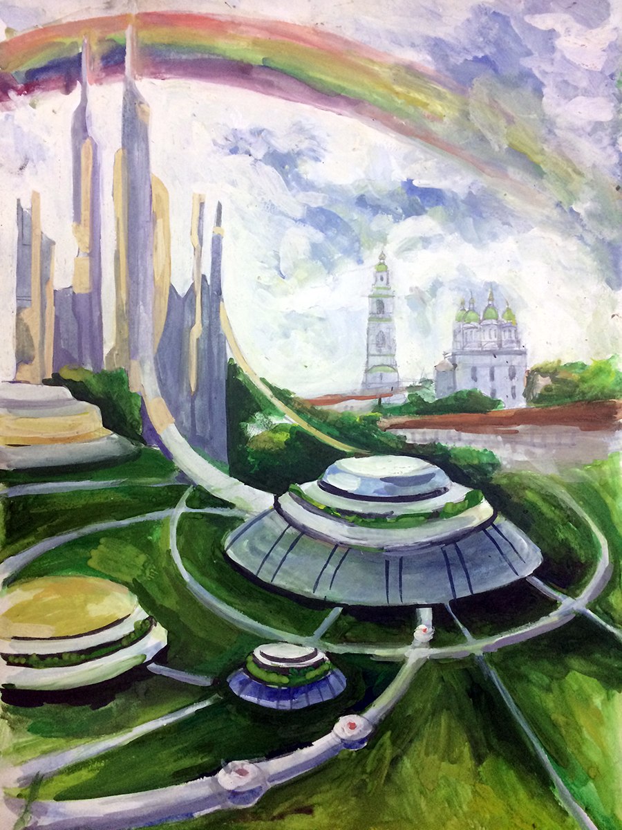 Город будущего рисунок