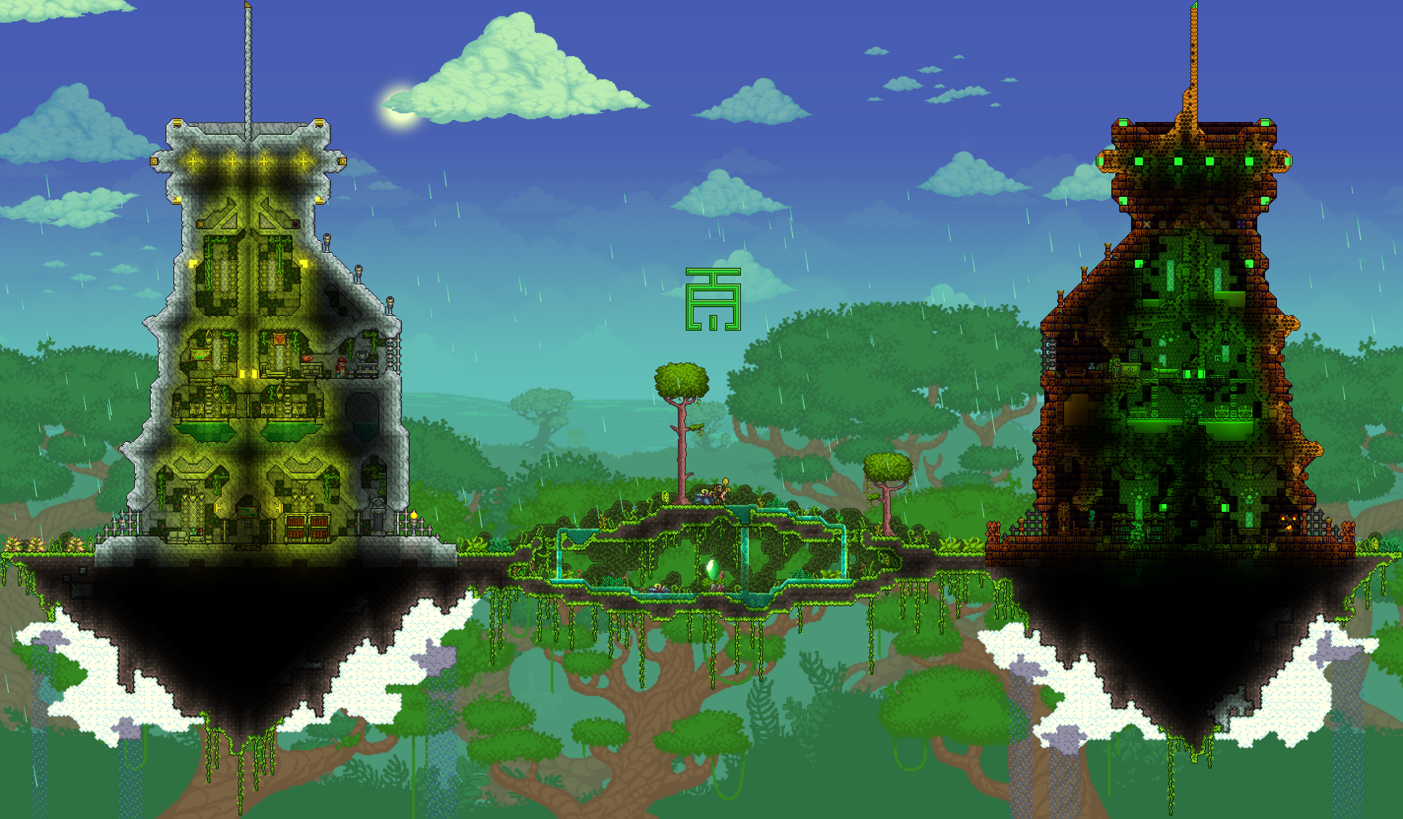 Арена для армии древних в террарии. Армия древних террария. Terraria рай. Overlord Terraria.