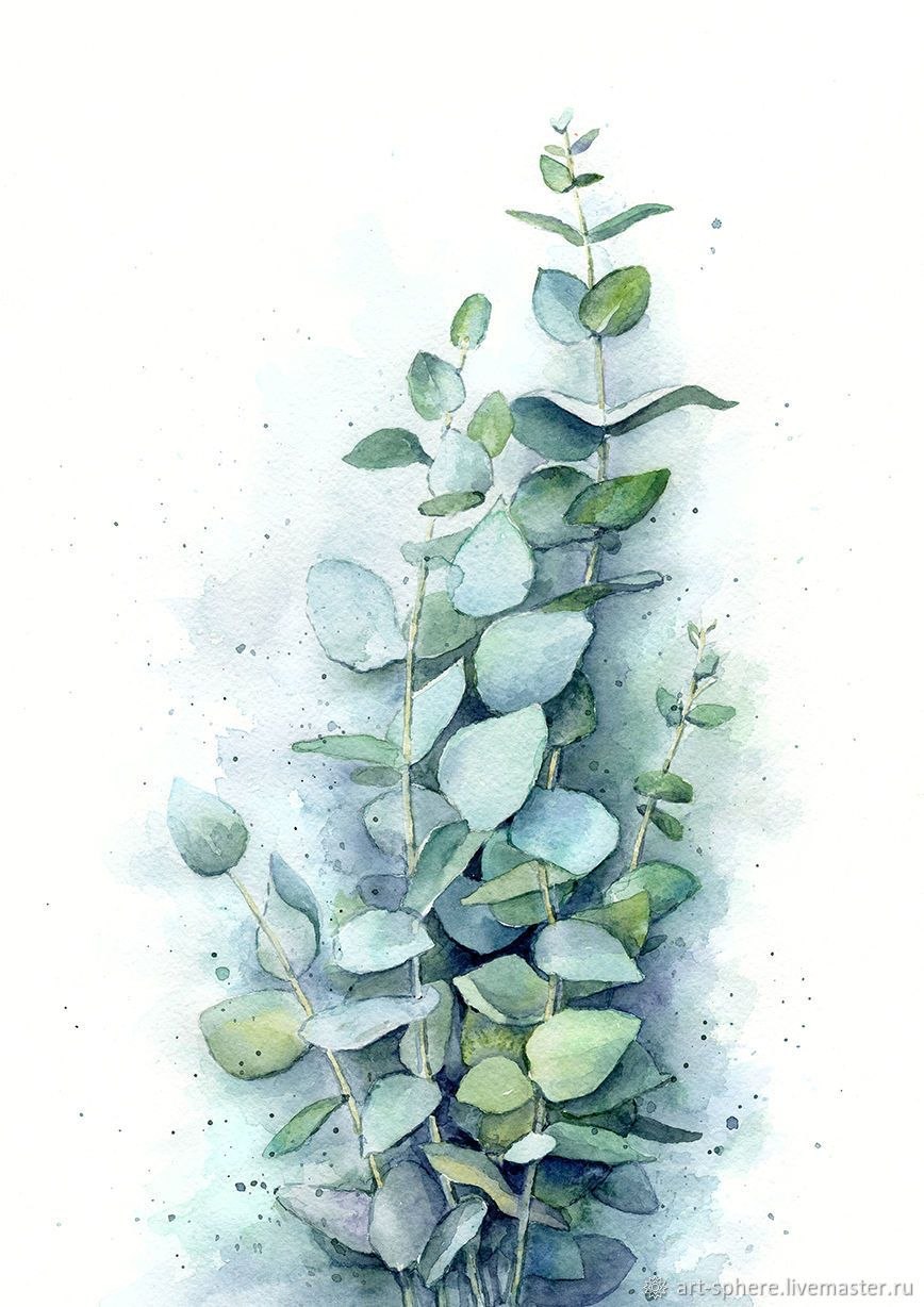Watercolor Eucalyptus Rose bg