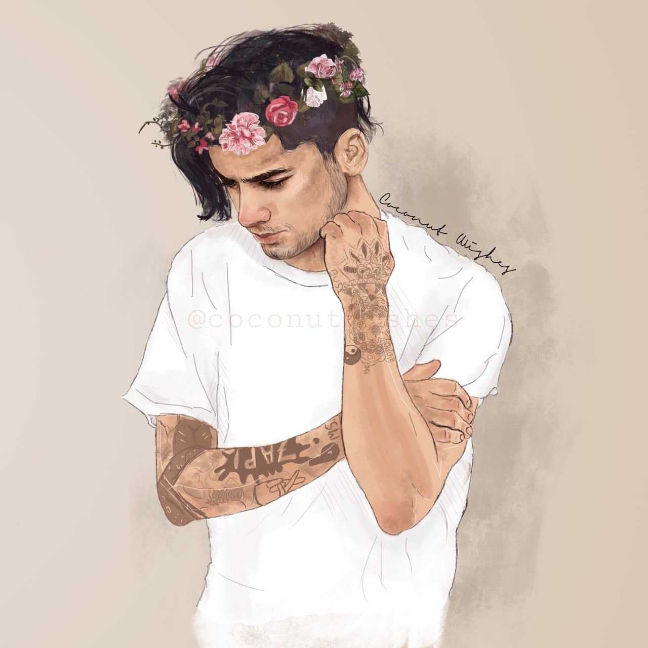 Мужчина с венком. Zayn Art. Парень в венке. Мужчина с венком на голове. Парень с венком на голове арт.