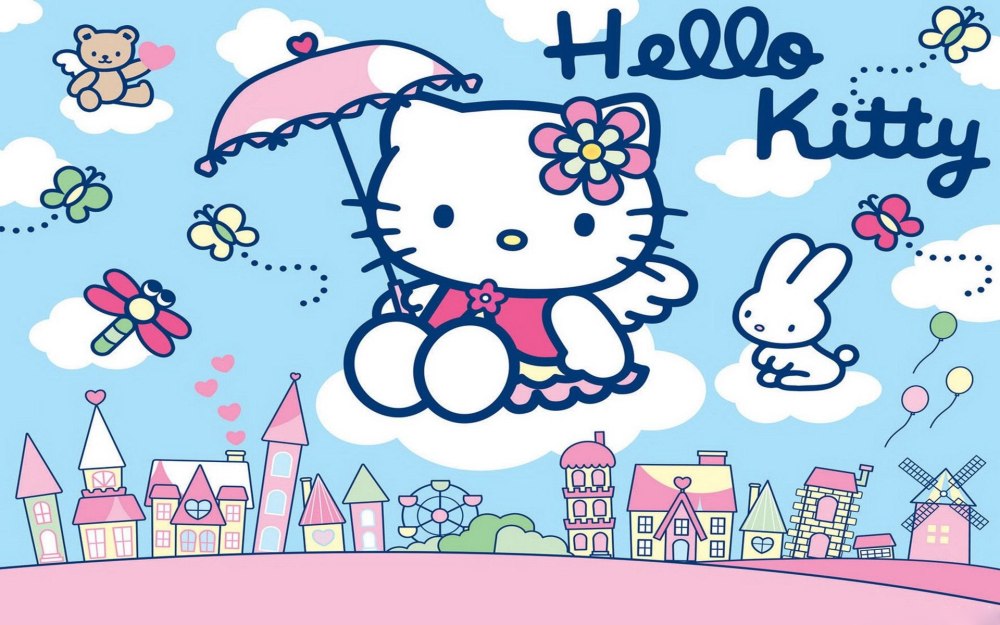 Хеллоу Китти на чёрном фоне