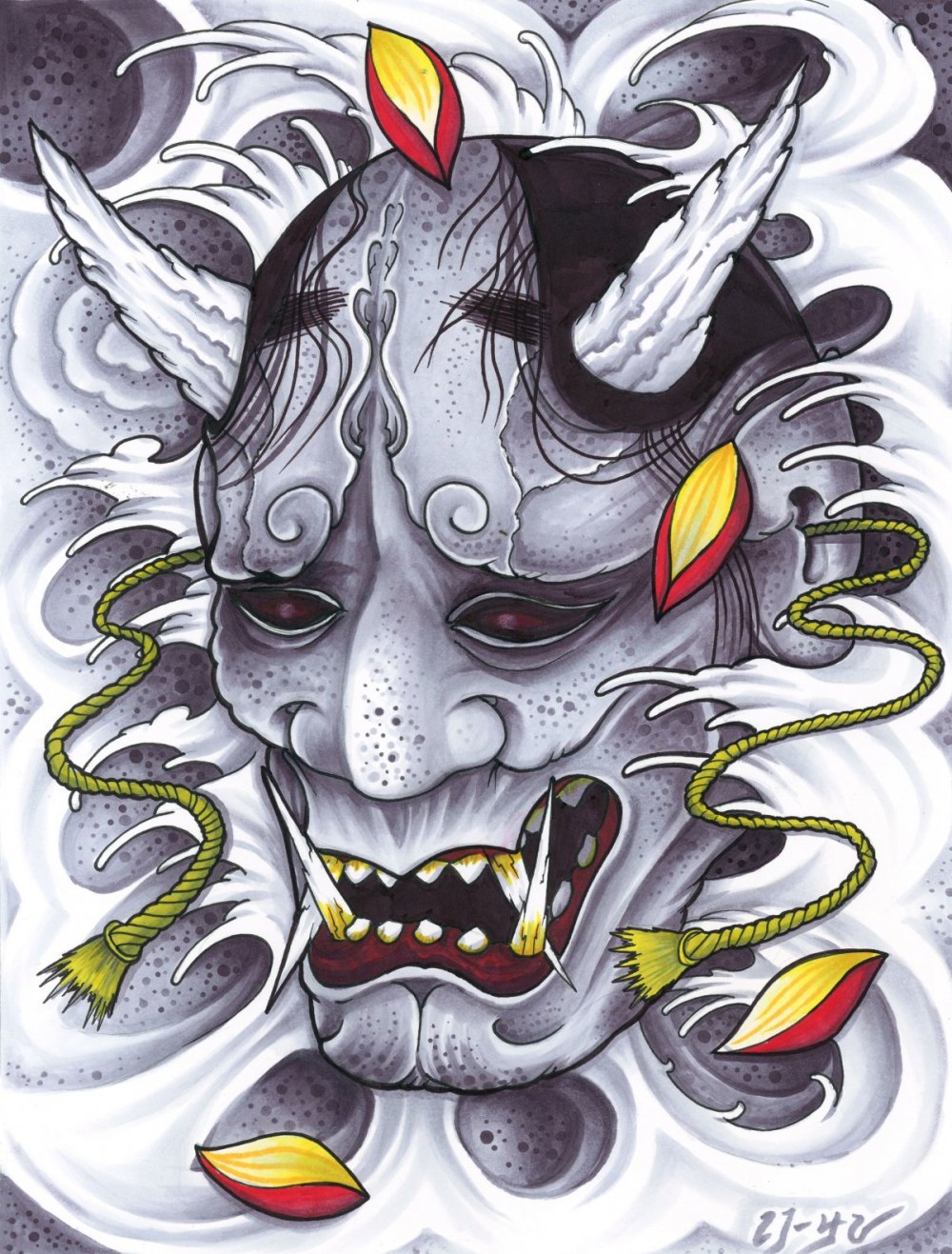 Японская маска Hannya самурая