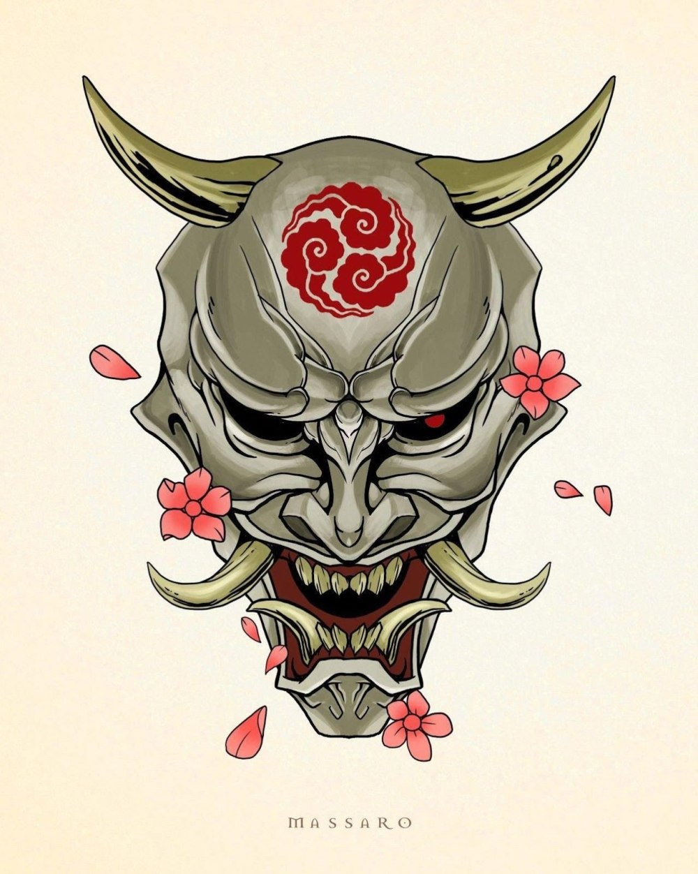 Японская маска Hannya самурая