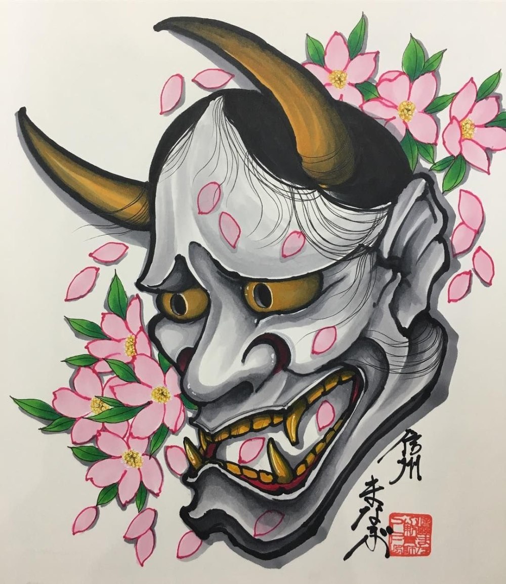 Японская маска Hannya самурая