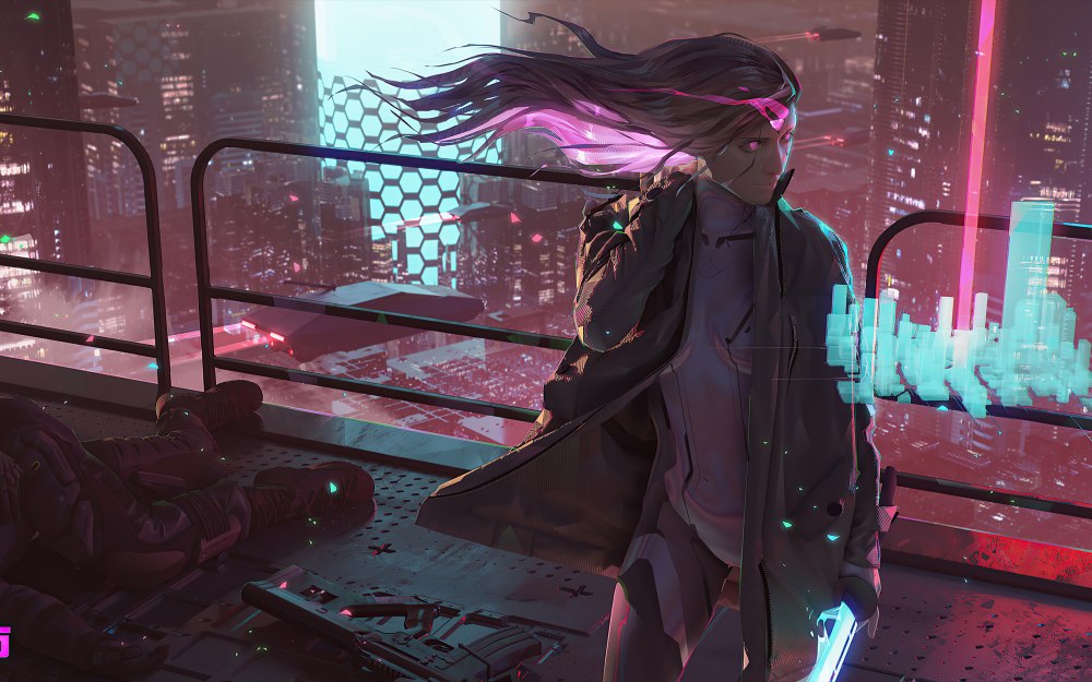 Город киберпанк 2077 неон