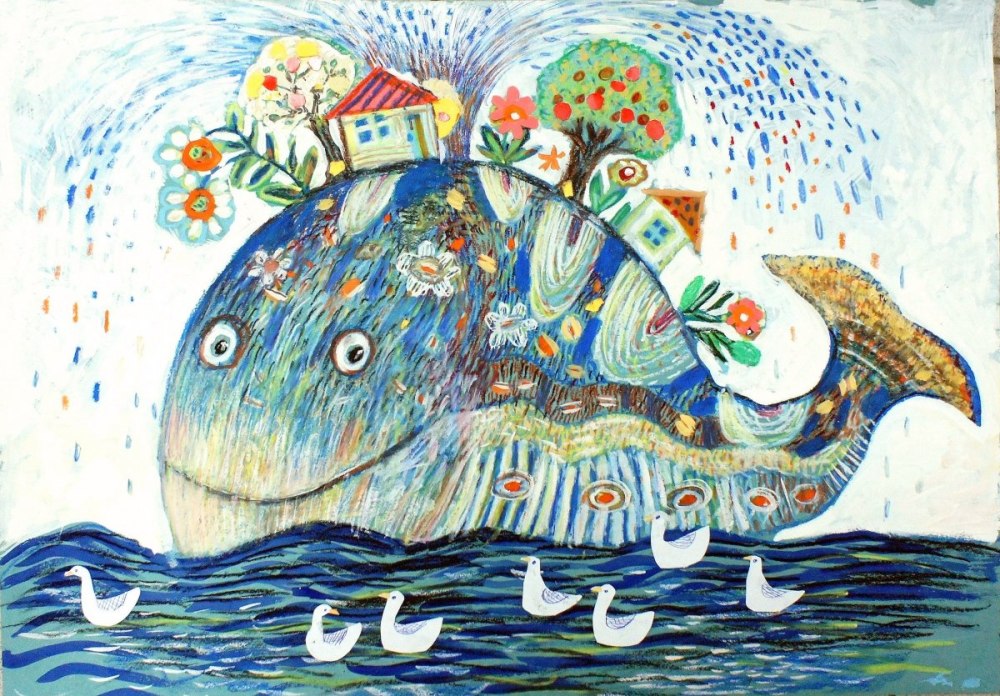 Елена Разина батик рыбы