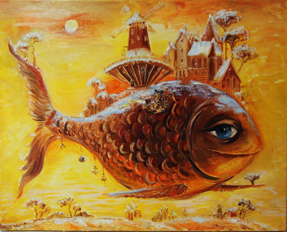 Рыбки гуашью
