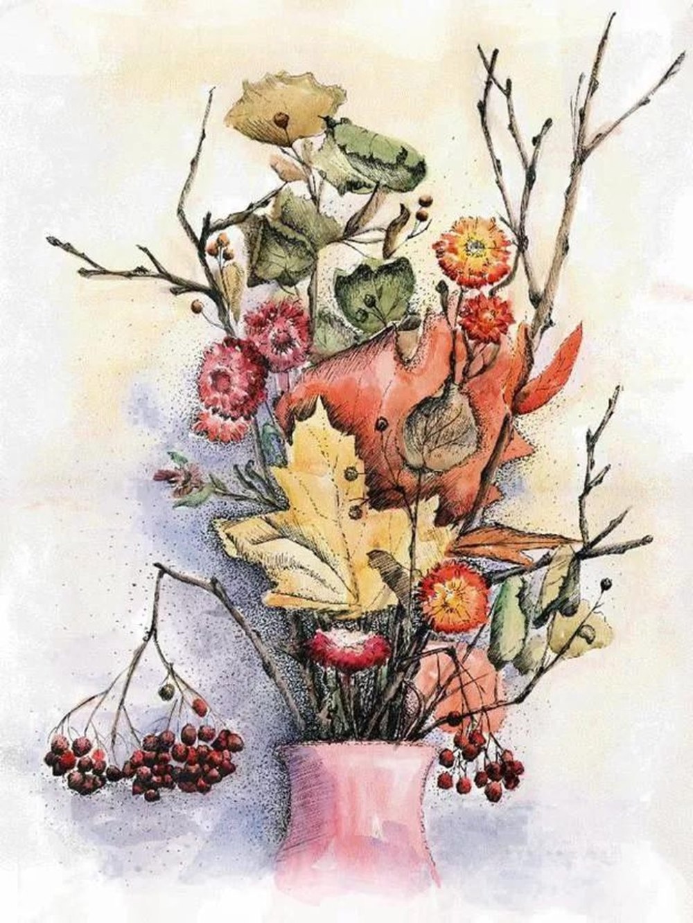 Листья рисунок красками