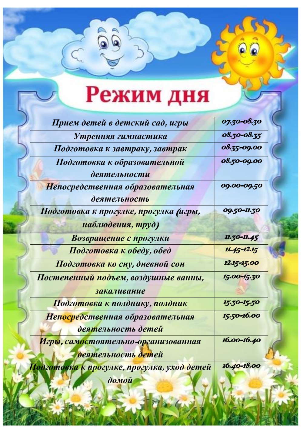 Список на шкафчики