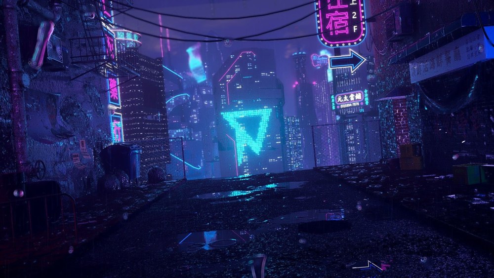 Город в стиле Cyberpunk 2077