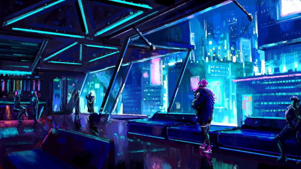 Cyberpunk 2077 Art City неон