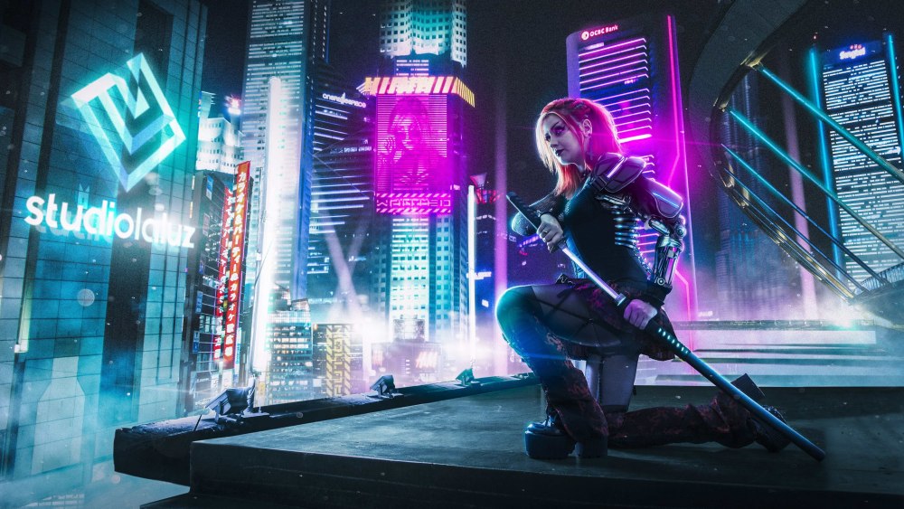 Cyberpunk 2077 Art City неон