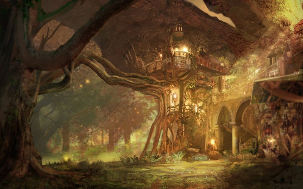 Лесные города фэнтези Elven Village