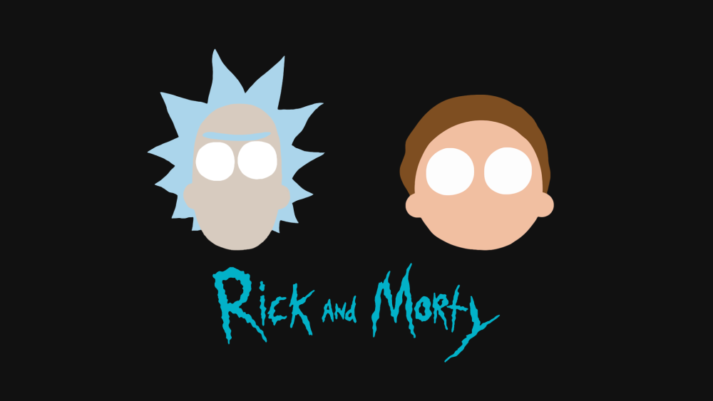 Rick and Morty на черном фоне