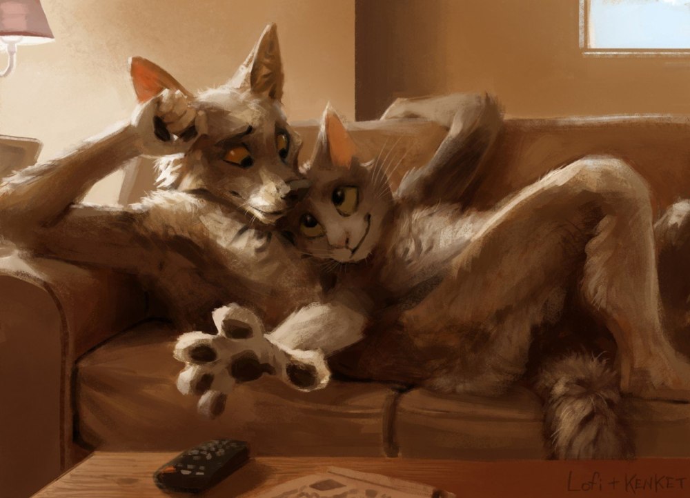 Фурри кот и собака