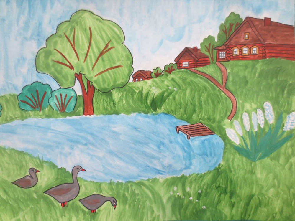 Рисунок на тему село мое родное