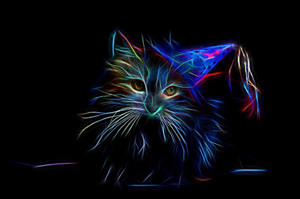 Новогодний кот с гирляндой