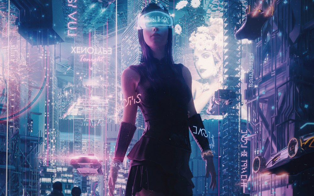 Cyberpunk 2077 город 4k Neon