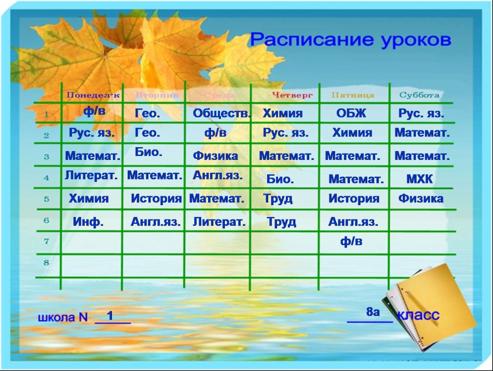 Расписание уроков