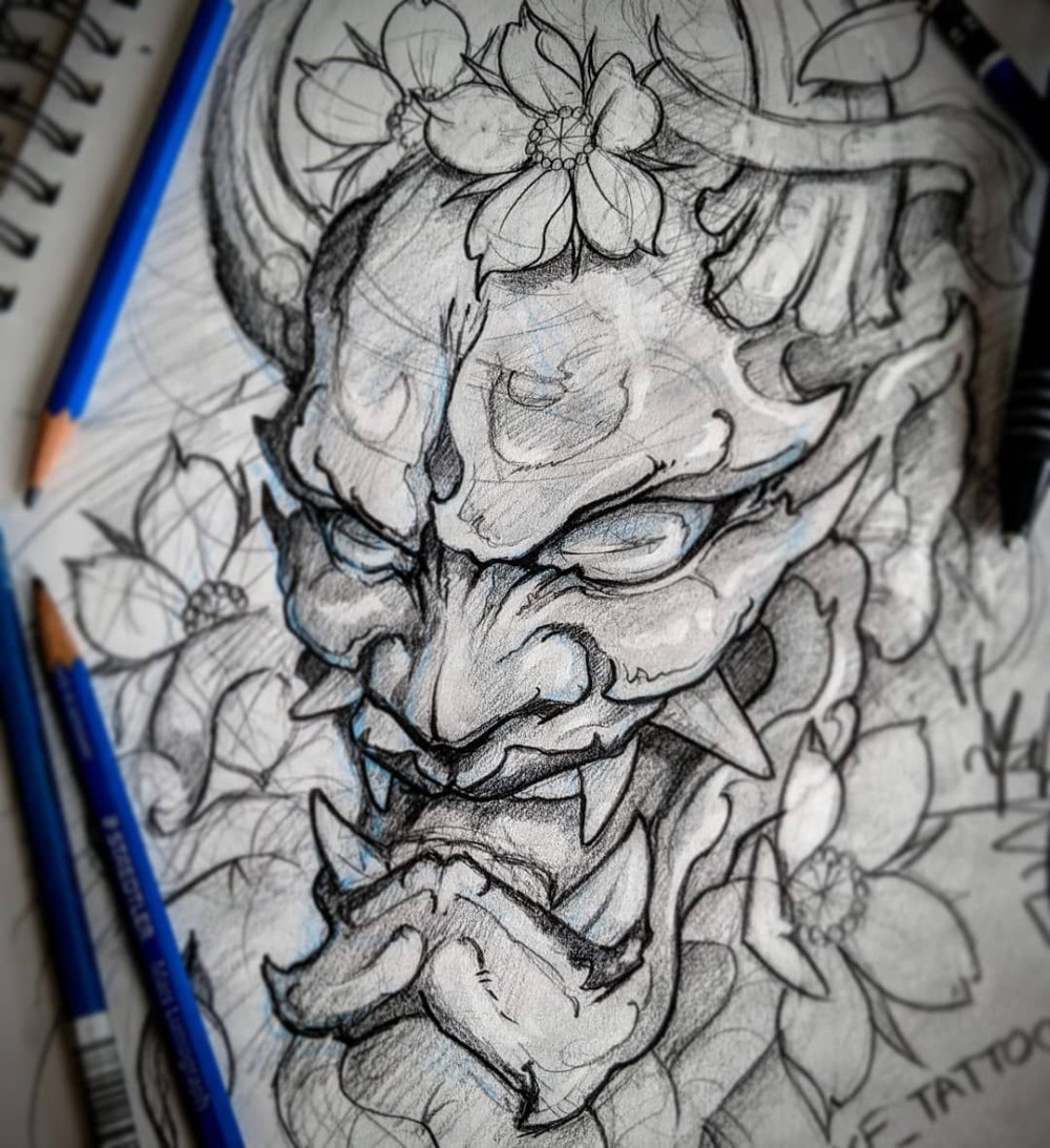 Hannya японский демон тату
