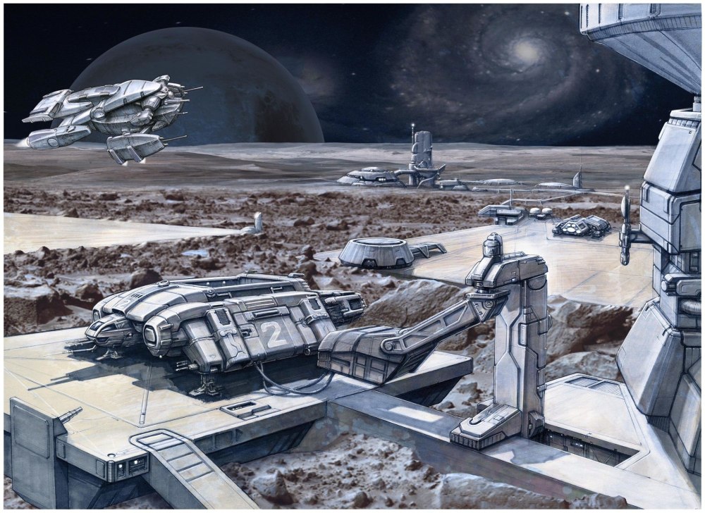 Космическая база Sci Fi концепт