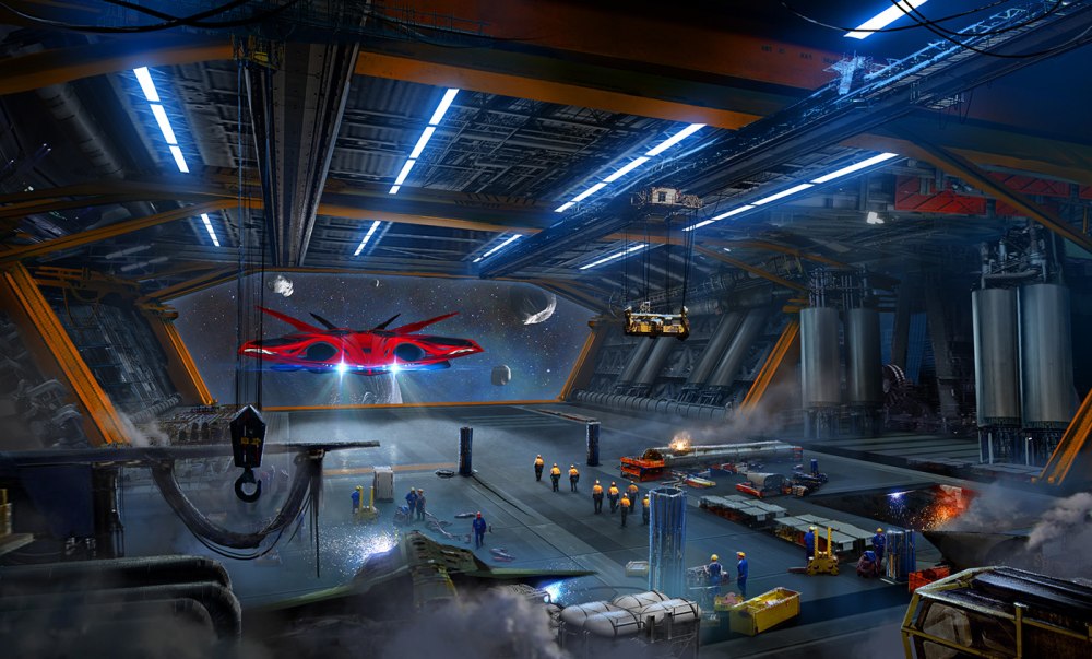 Космическая база Sci Fi концепт