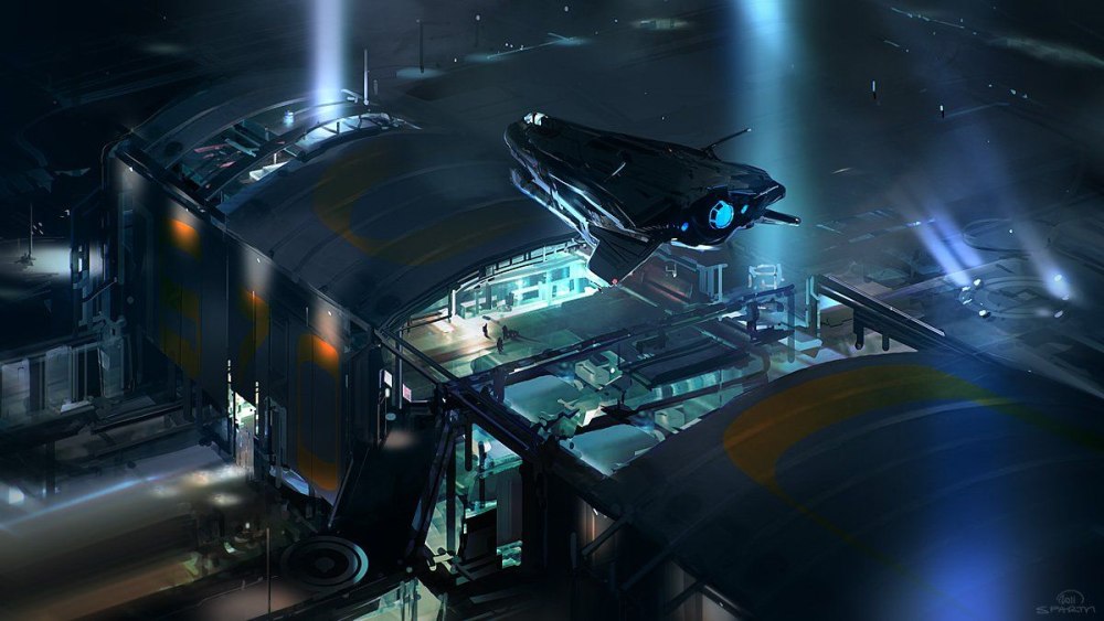 Космическая база Sci Fi концепт