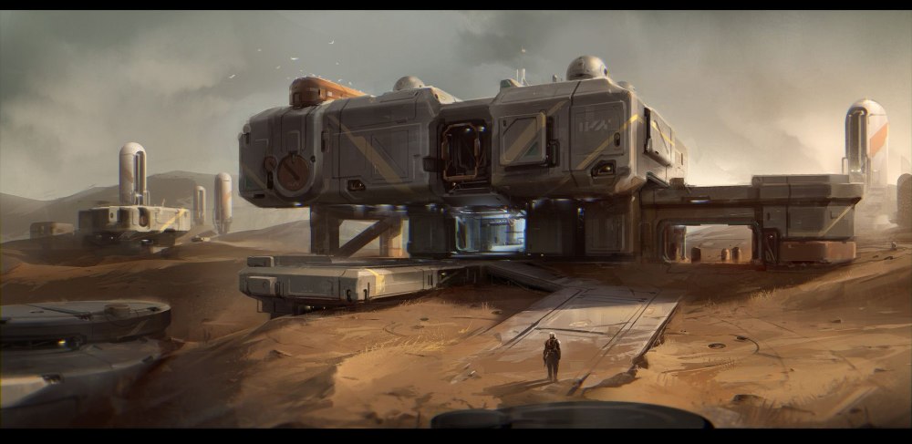 Военная база Sci Fi арт