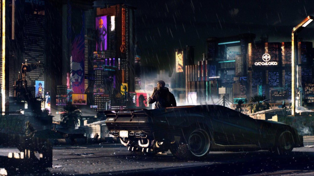 Город Найт Сити Cyberpunk 2077 неон