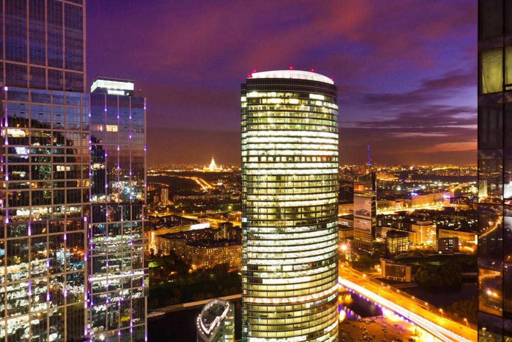 Ночная Москва Сити 4к