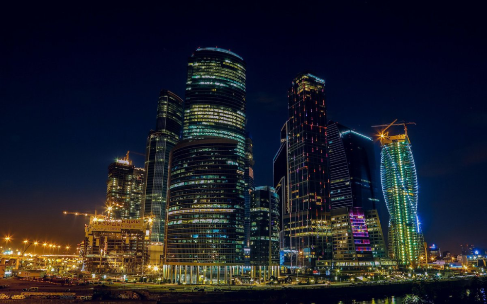 Ночная Москва Москоу Сити