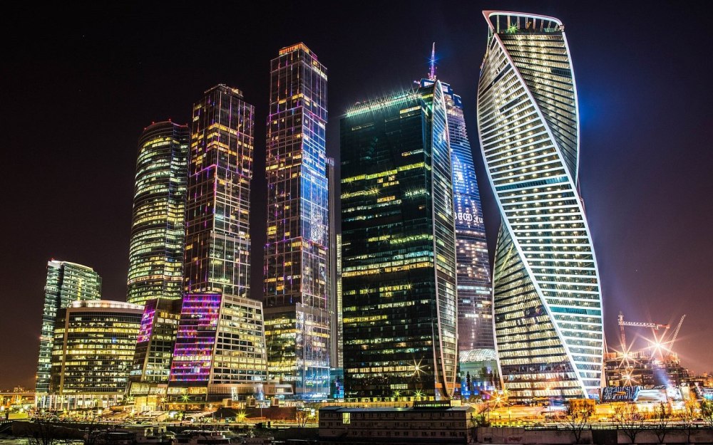 Москва сити ночью обои