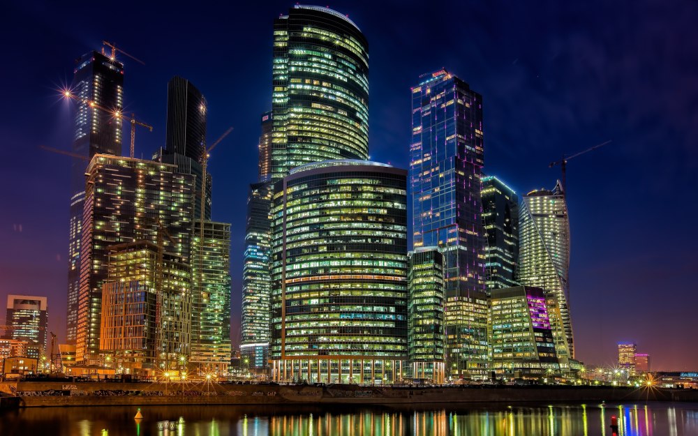 Ночная Москва Москоу Сити