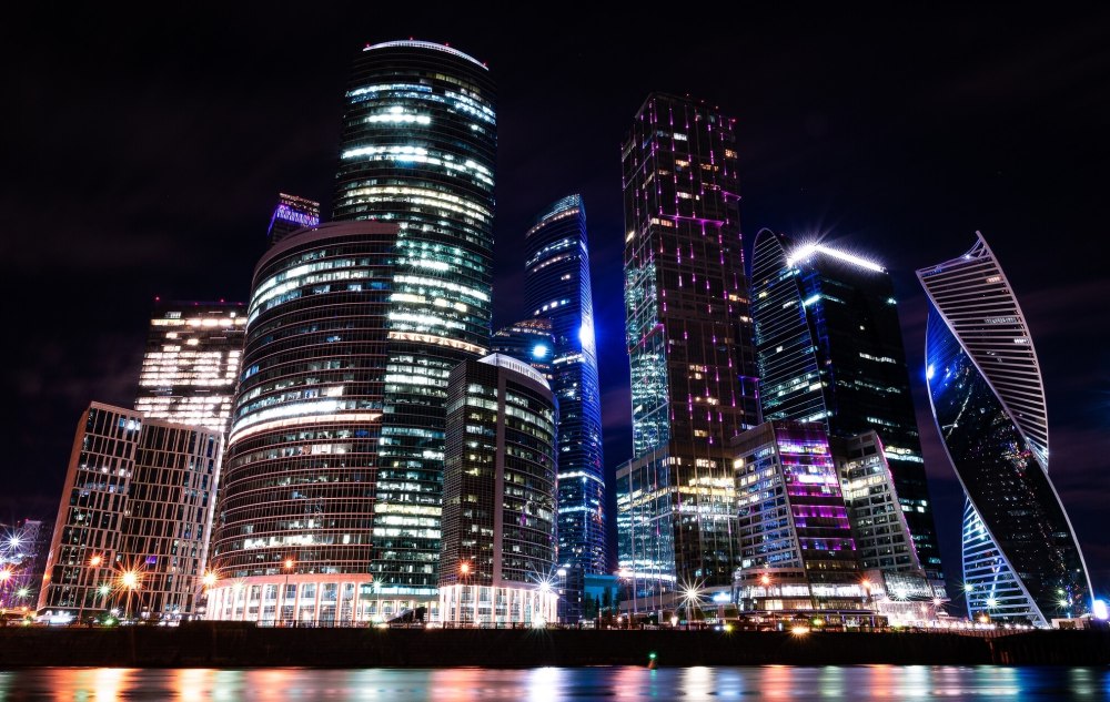 Ночная Москва Москва Сити