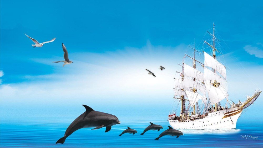 Фон море корабль