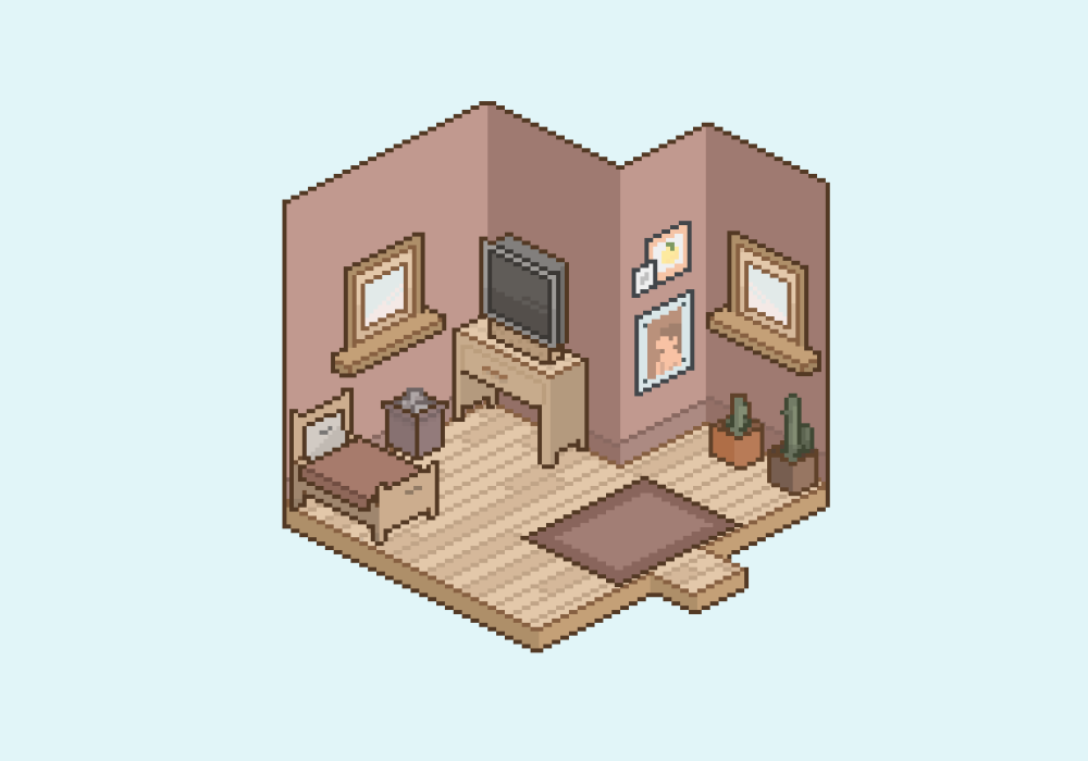 Isometric Pixel Art Room