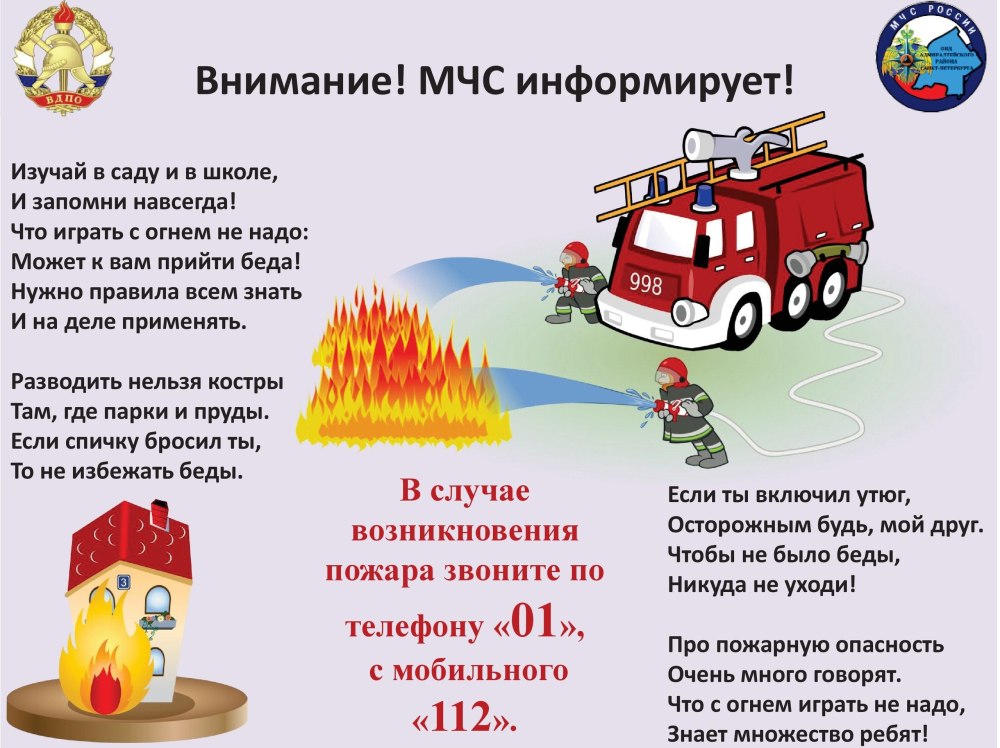Пожарная безопасность памятка МЧС