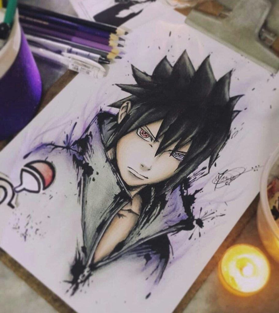 Саске Учиха рисовка