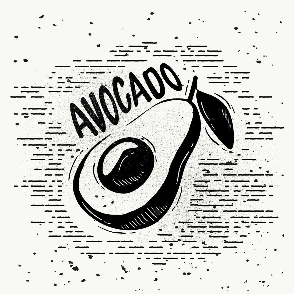 Авокадо рисунок чб