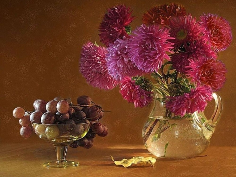 Пионы и хризантемы