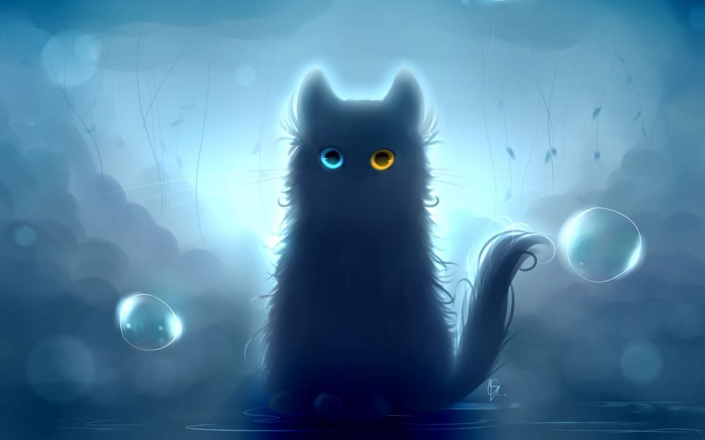 Обои с нарисованными котиками
