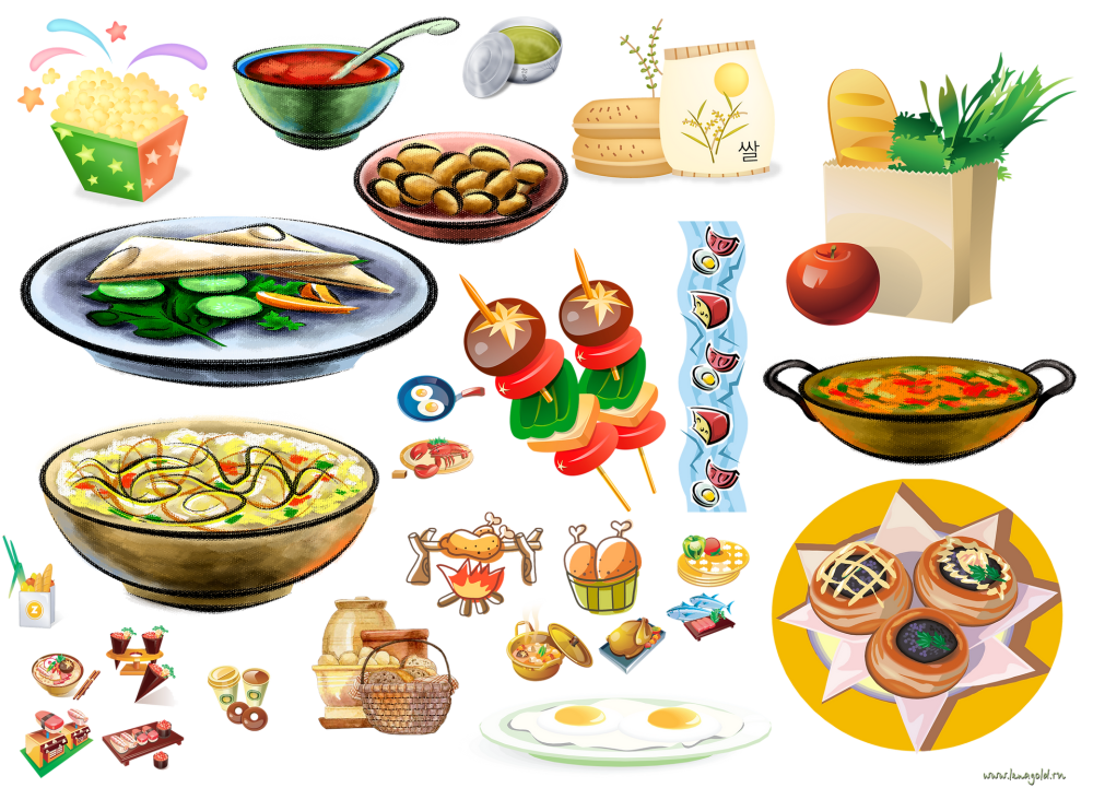 Кухня и Ингредиенты рисованная