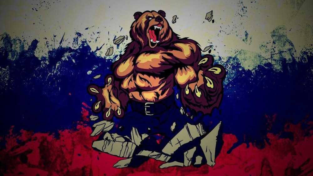 Российский флаг с медведем