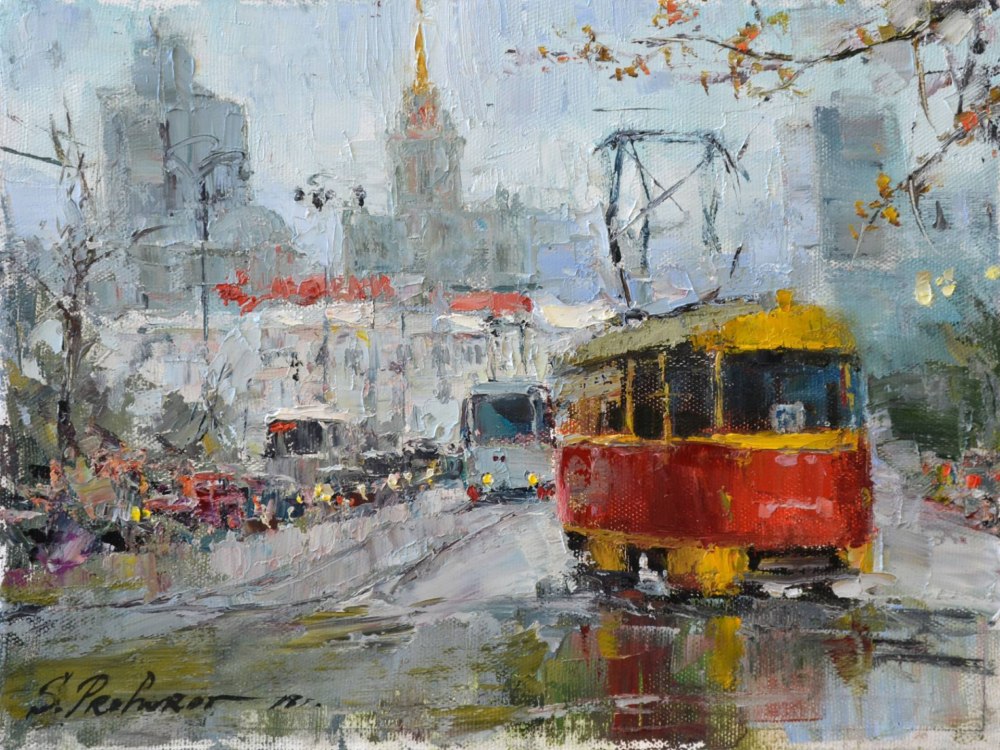 Картина "осенний трамвай", худ. В. Грунцова