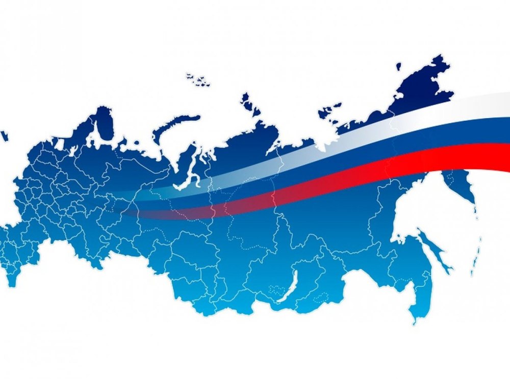 Карта России с Крымом Триколор