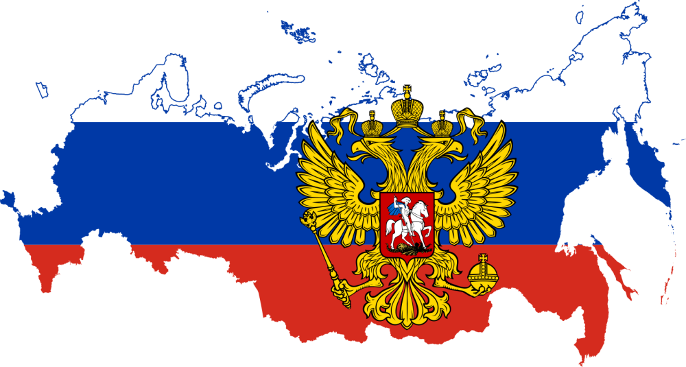Карта России в цветах российского флага