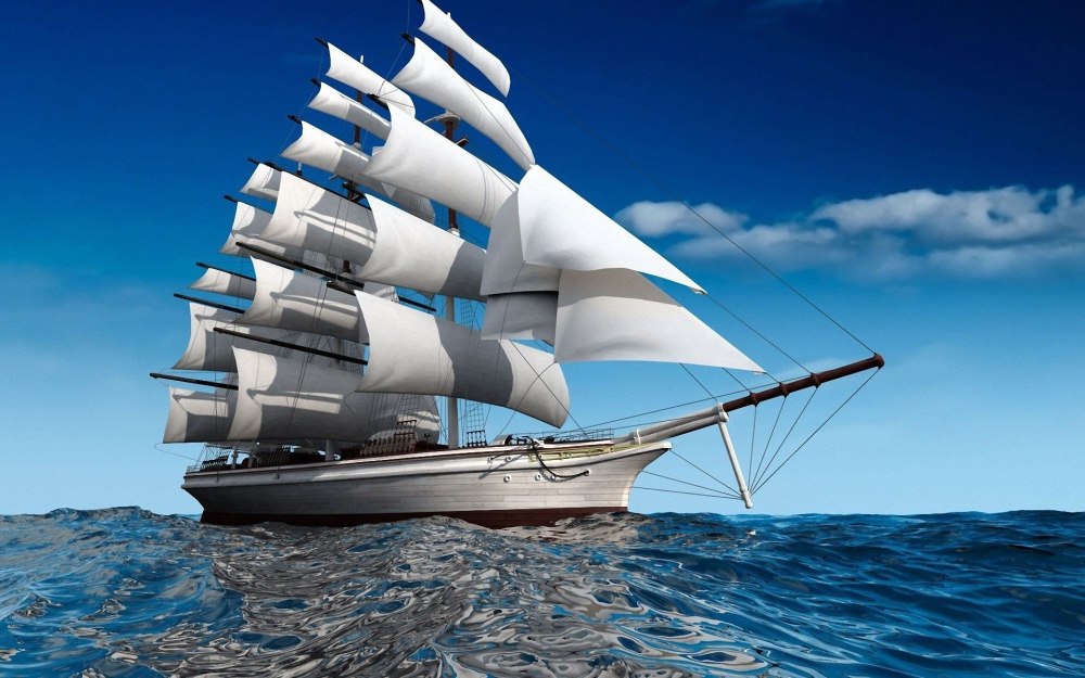 Море пальмы корабль