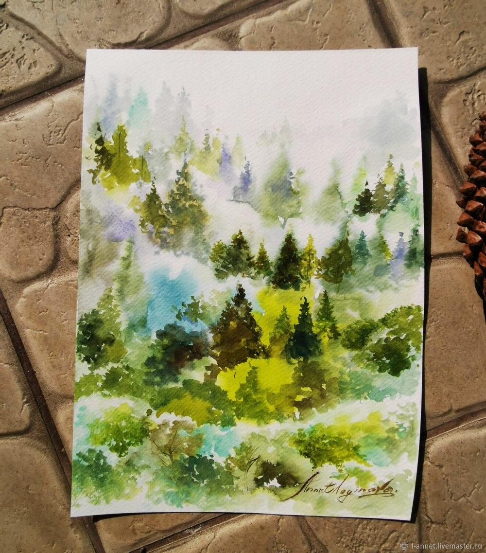 Лес акварелью