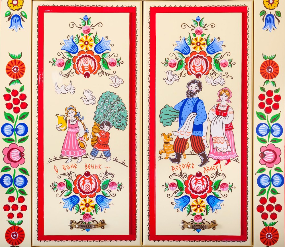 Рамка городецкая роспись на прозрачном фоне