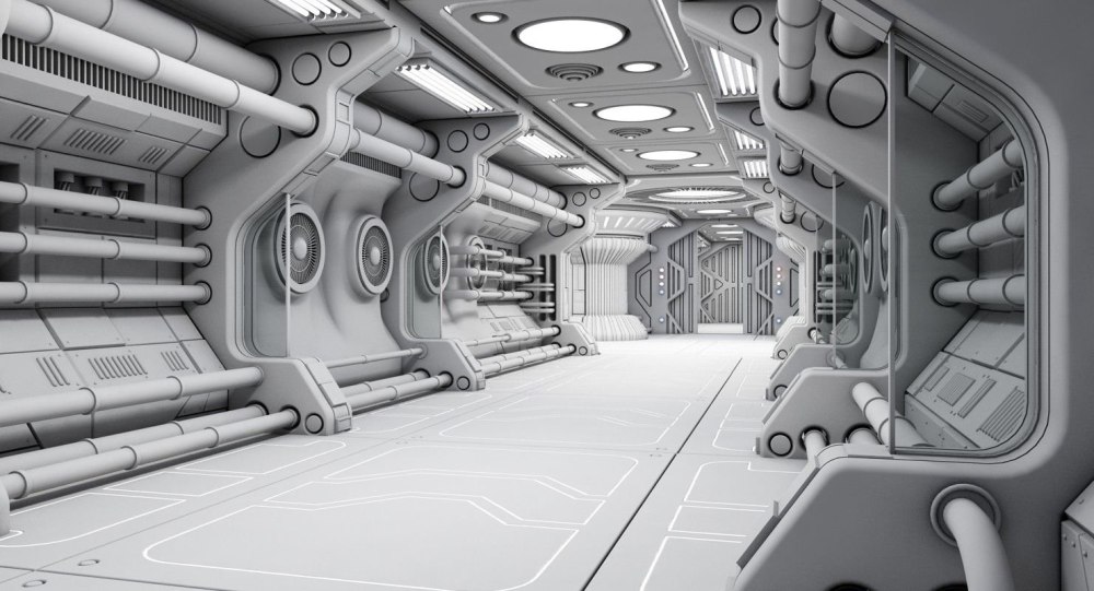 3d коридор космического корабля амонг АС